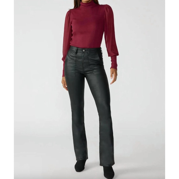 SANCTUARY Jeans Size 34 NEW Black Birdy Semi High Rise Flare Denim - Picture 1 of 6